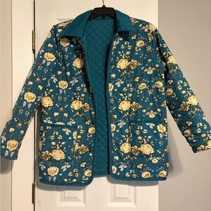 Denim&Co Teal Floral Quilted Jacket
